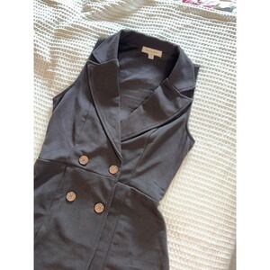 Francesca's Romper Women XS Black Sleeveless Double Breasted Blazer Style